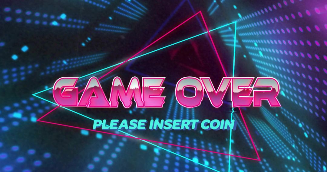 Retro-Futuristic Game Over Neon Digital Screen Design