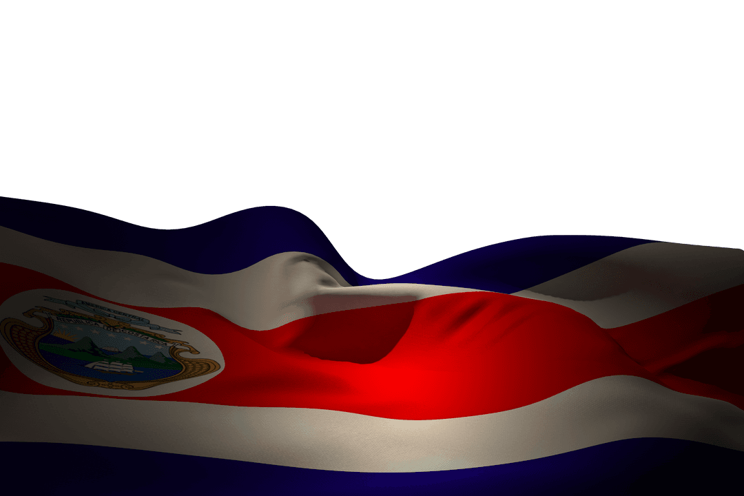 Transparent Costa Rica Flag Illustration on Waving Textile