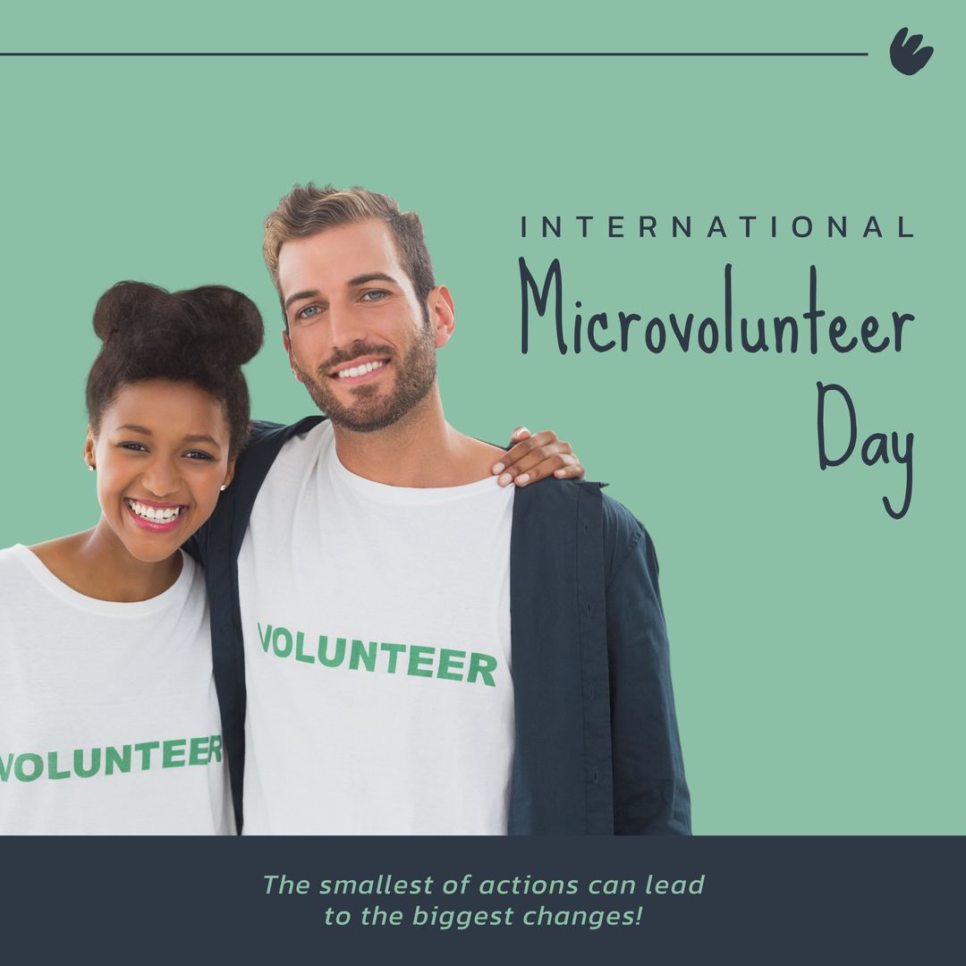 Diverse Volunteers Celebrating International Microvolunteer Day