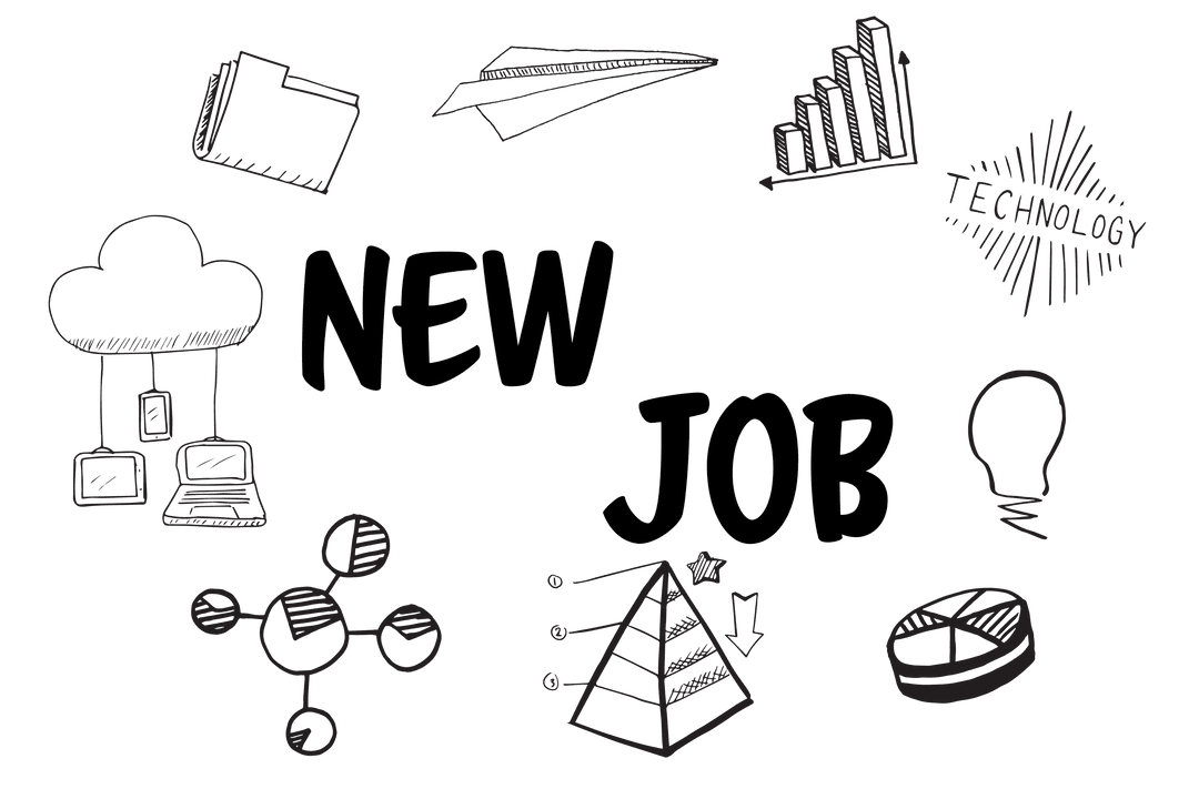 Transparent Vector Business Icons and New Job Concept Illustration