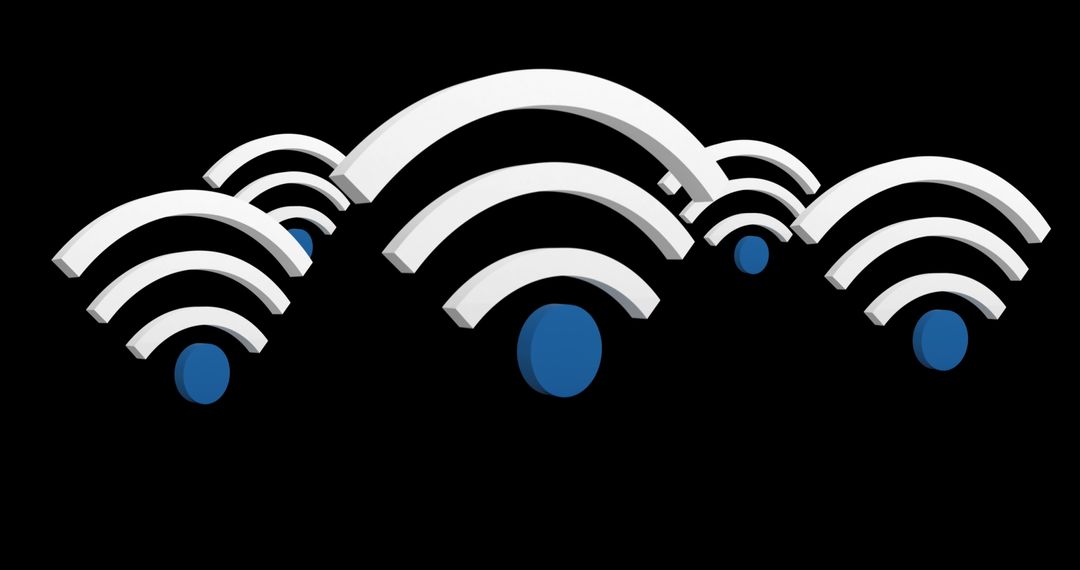 Abstract WiFi Symbols With Blue Anchors on Black Background - Free Images, Stock Photos and Pictures on Pikwizard.com