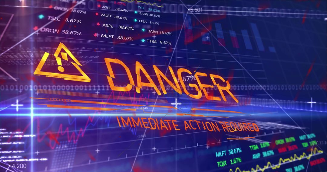 Digital Warning Interface Displaying Urgent Action Alert with Financial Data