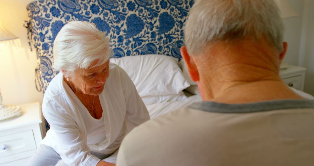 Senior Couple in Bedroom, Morning Routine, Intimate Moment - Free Images, Stock Photos and Pictures on Pikwizard.com