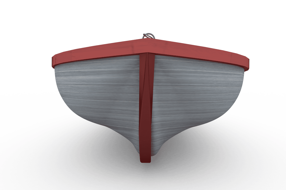 Reflective Transparent Boat with Red and White Accents