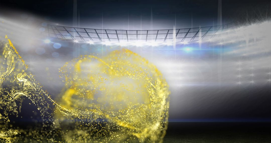 Dynamic Stadium with Bright Lights and Abstract Yellow Energy