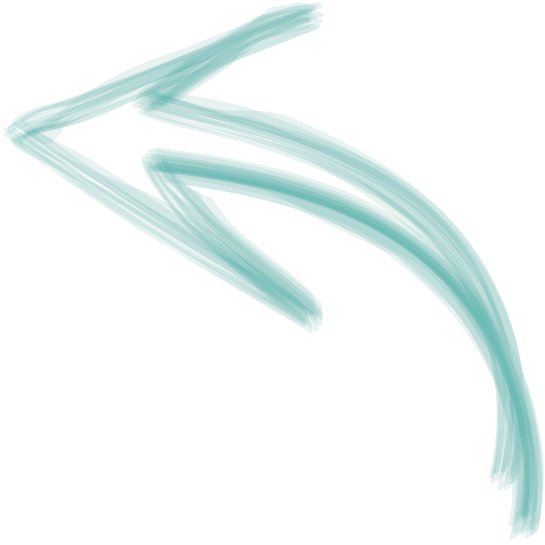 Aquamarine Hand-Drawn Arrow on Transparent Background