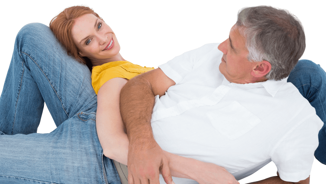 Transparent Casual Couple Relaxing Together Smiling