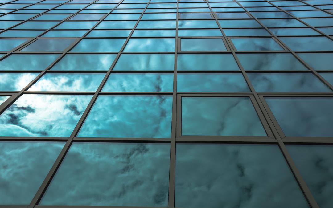 Low Angle View of Skyscraper Reflecting Sky - Free Images, Stock Photos and Pictures on Pikwizard.com