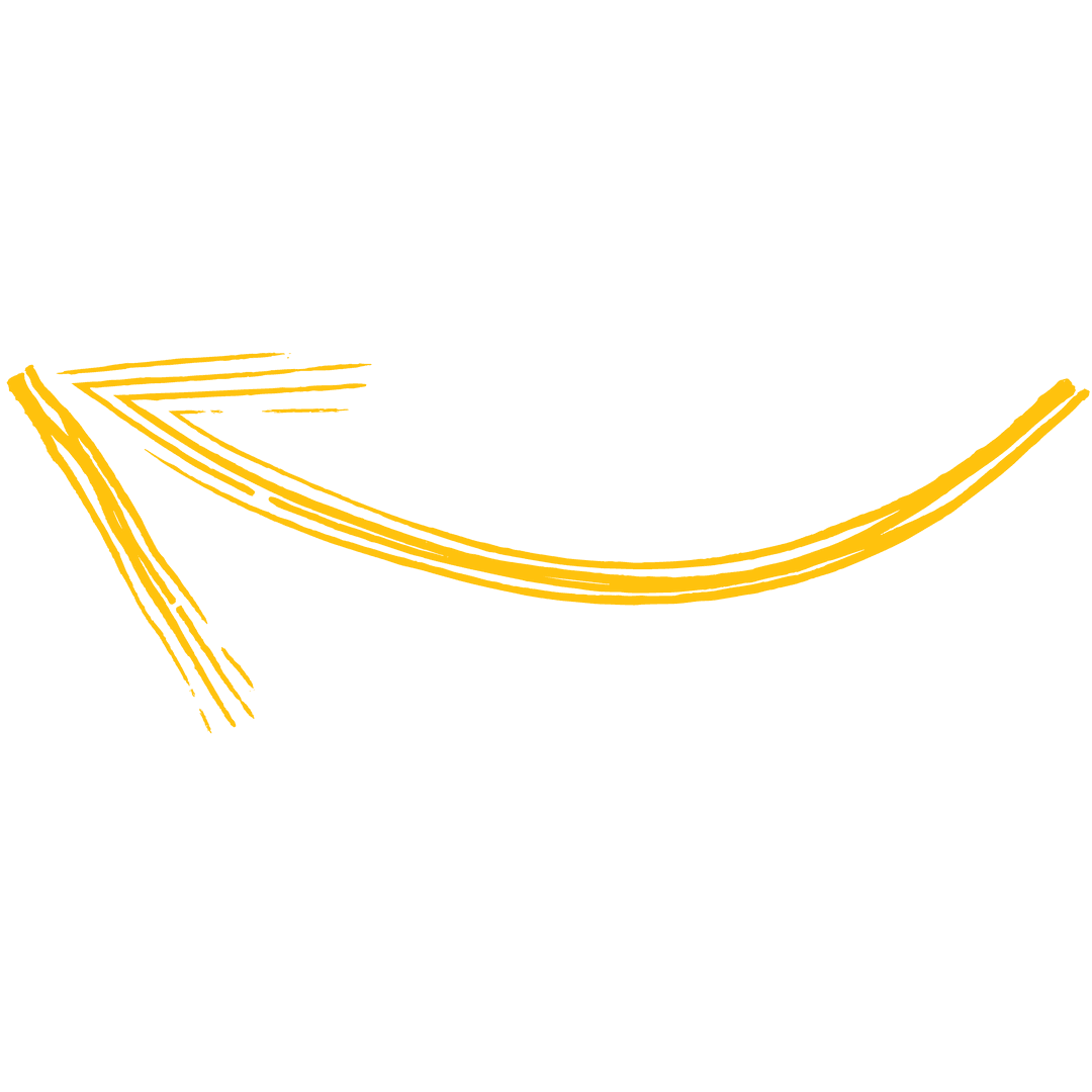 Hand-drawn Yellow Curved Left Arrow on Transparent Background