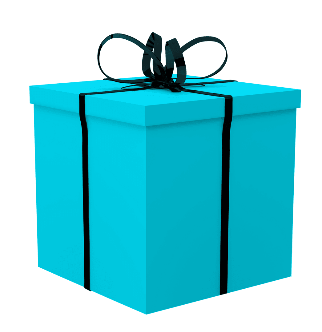 Transparent Blue Gift Box Illustration with Ribbon