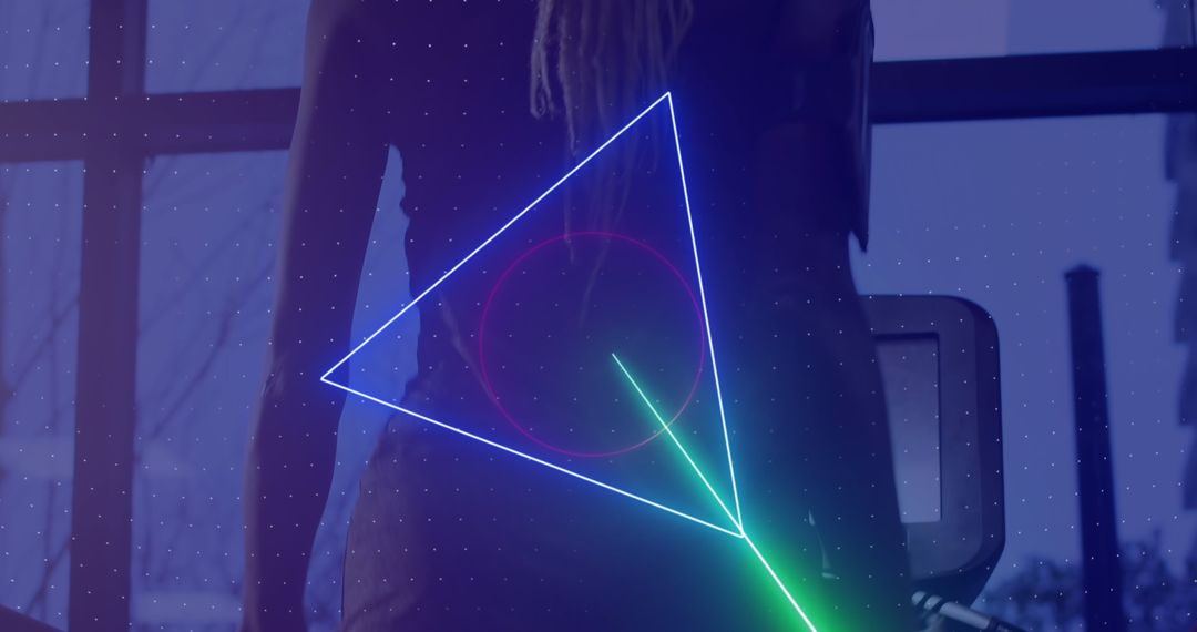 Abstract Geometric Art with Human Silhouette and Neon Overlay