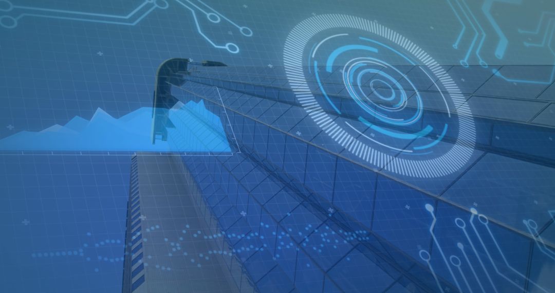 Futuristic Technology Interface with Modern Skyscraper Background