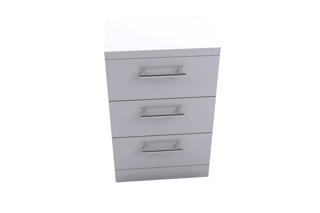 White Cabinet with Three Drawers on Transparent Background