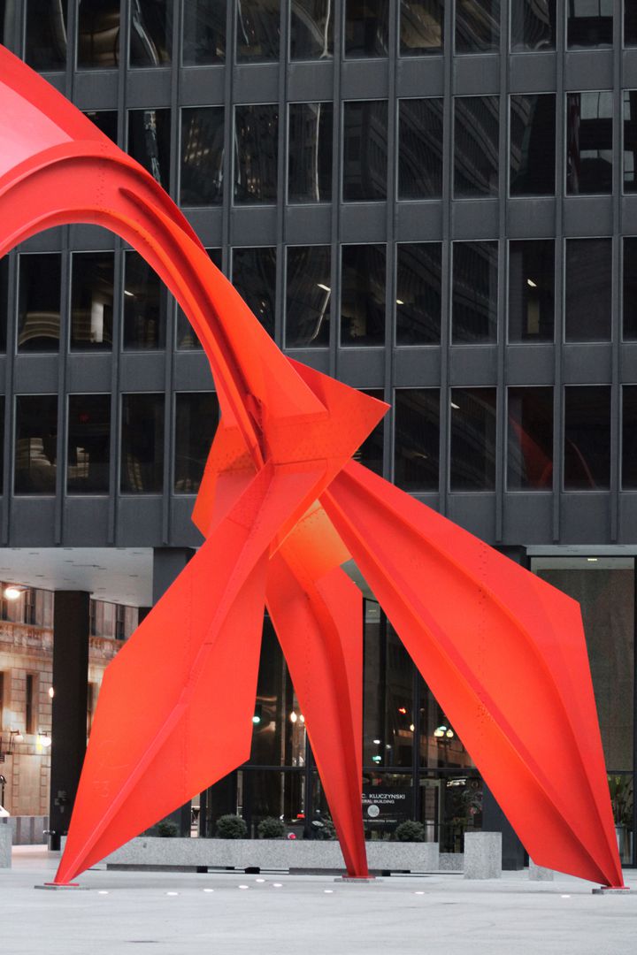 Bold Red Abstract Sculpture in Modern Urban Setting - Free Images, Stock Photos and Pictures on Pikwizard.com