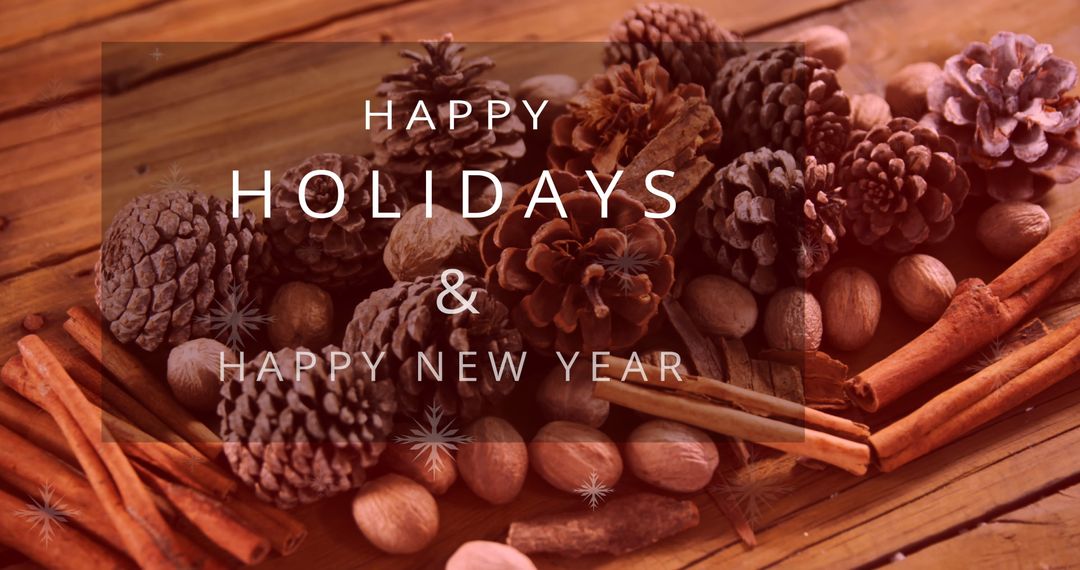 Festive Holiday Greeting with Pine Cones and Cinnamon