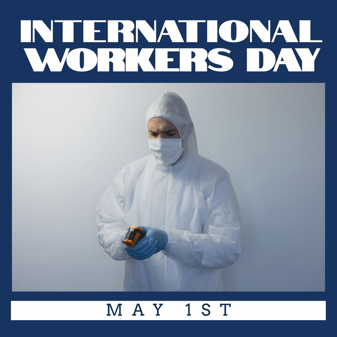 Healthcare Worker in PPE Celebrates International Workers Day