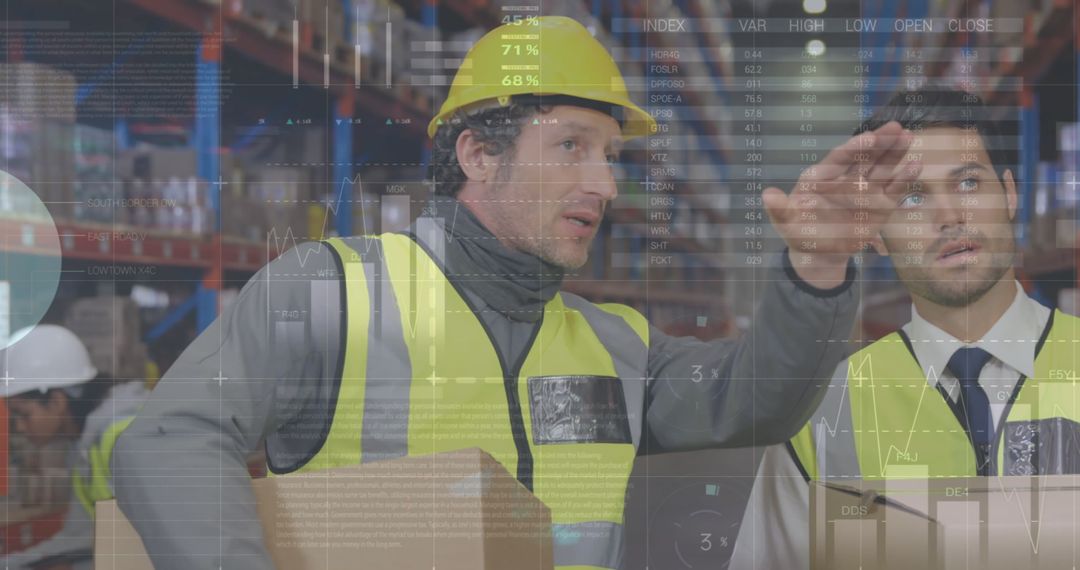 Warehouse Team Analyzing Real-Time Data for Optimized Logistics