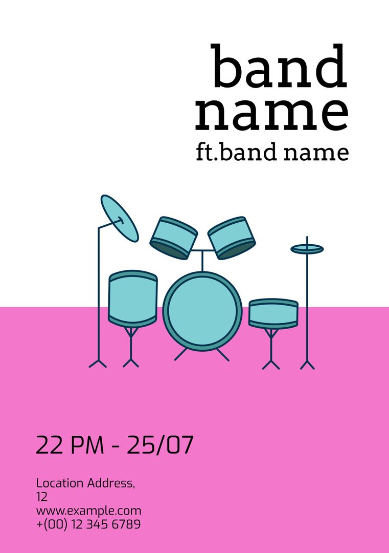 Colorful Drum Set Band Performance Event Poster - Download Free Stock Templates Pikwizard.com