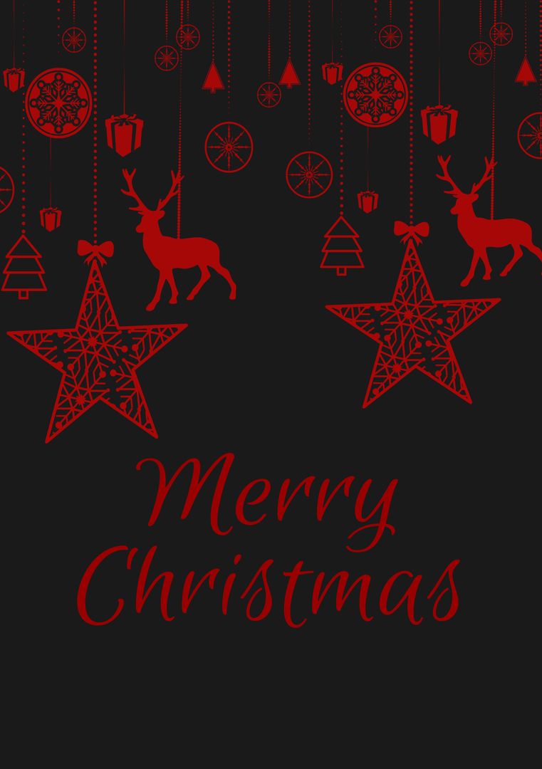 Elegant Red Christmas Motif with Reindeer and Stars