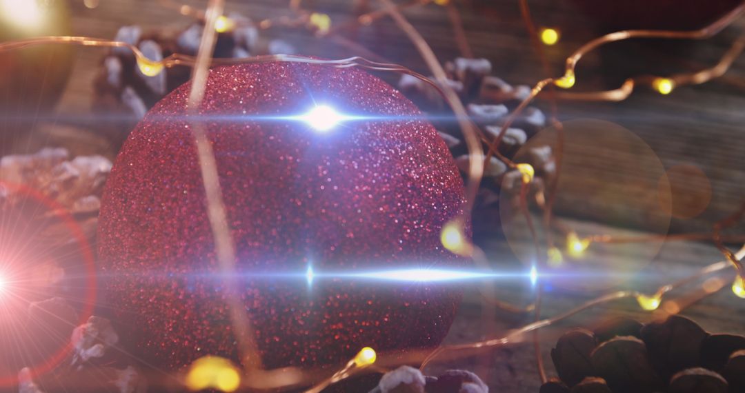 Red Glitter Bauble with Festive Twinkling Lights