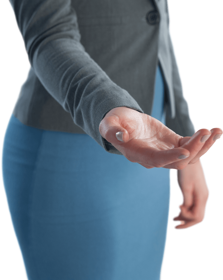 Transparent View: Businesswoman Extending Hand in Gesture