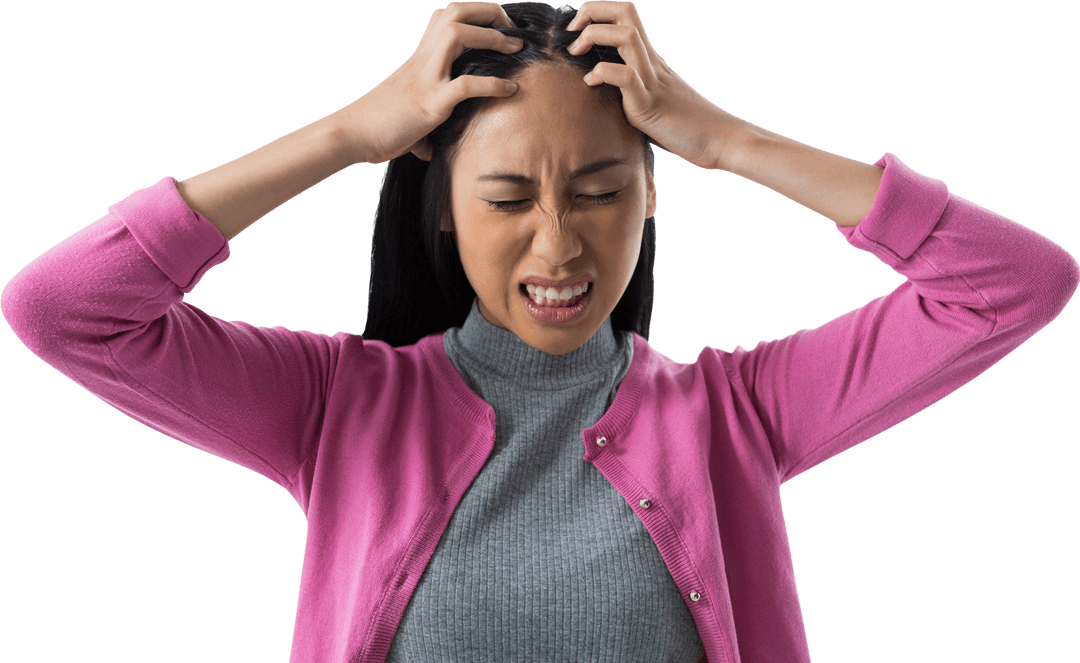 Angry Biracial Woman Scratching Head Transparent Background