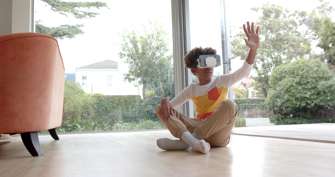 Curious African American Child Exploring Virtual Reality World