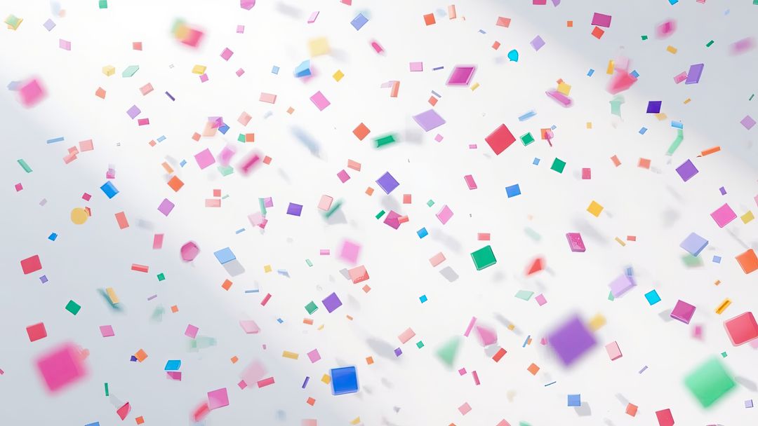Colorful Geometric Confetti Floating Across Light Background
