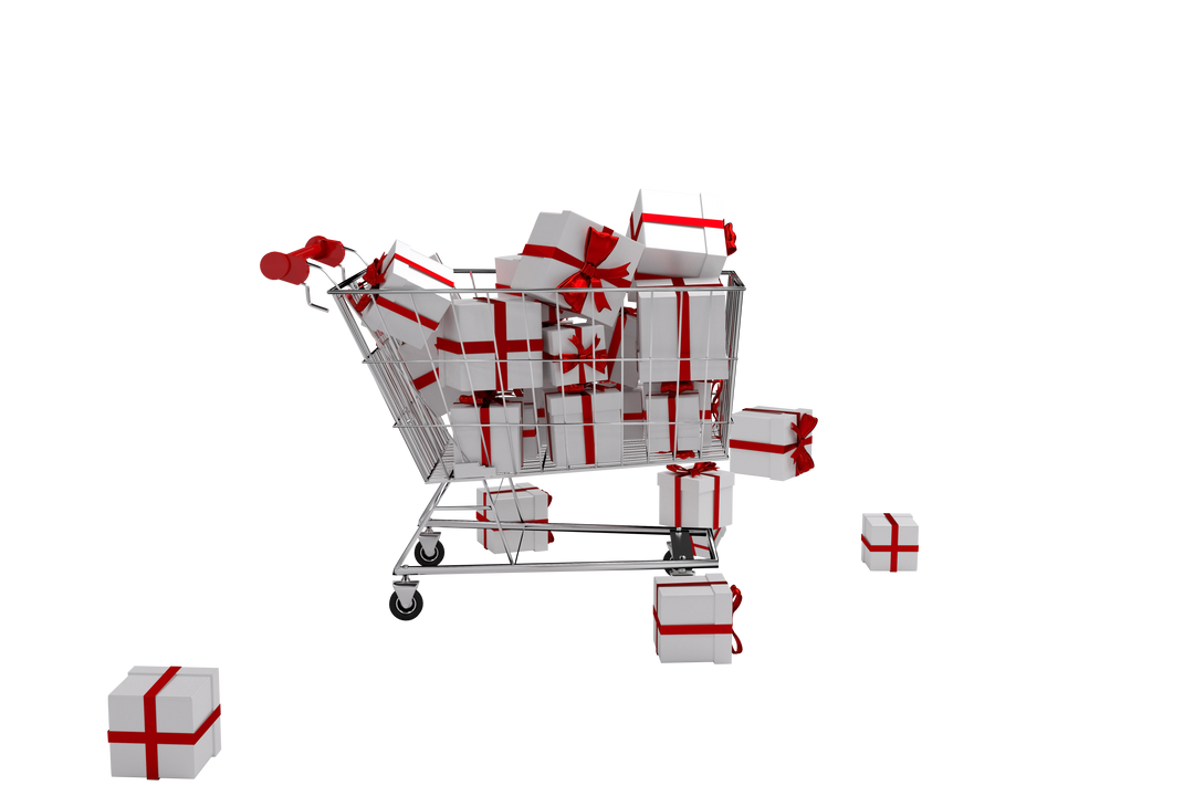 Digital Shopping Trolley Filled with Presents Transparent Background - Download Free Stock Images Pikwizard.com