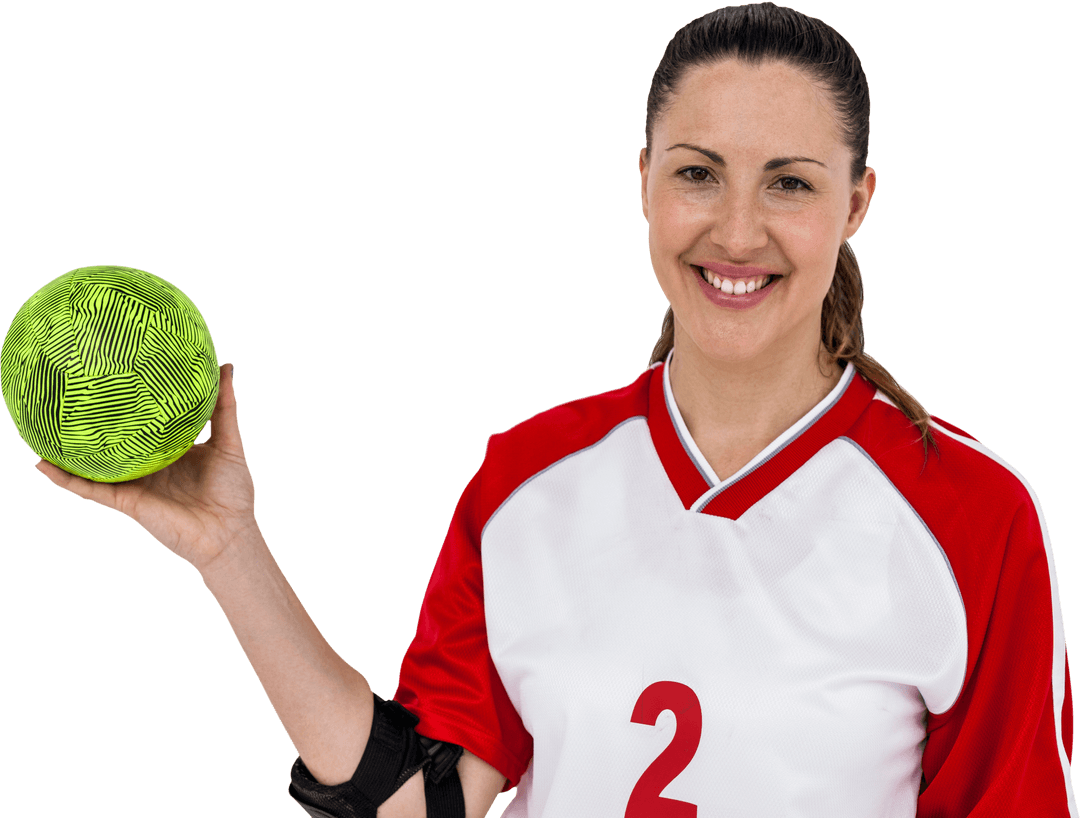 Happy Handball Player Offering Transparent Look at Game Confidence