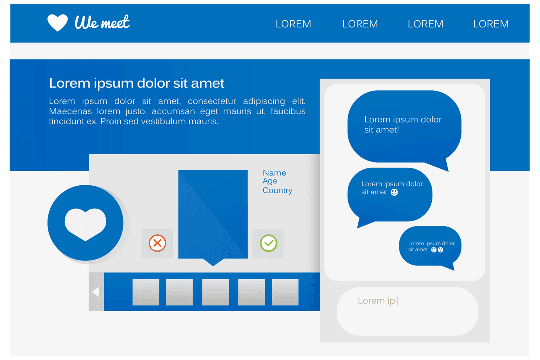Transparent Matrimony Website Interface with Speech Bubbles and Messages