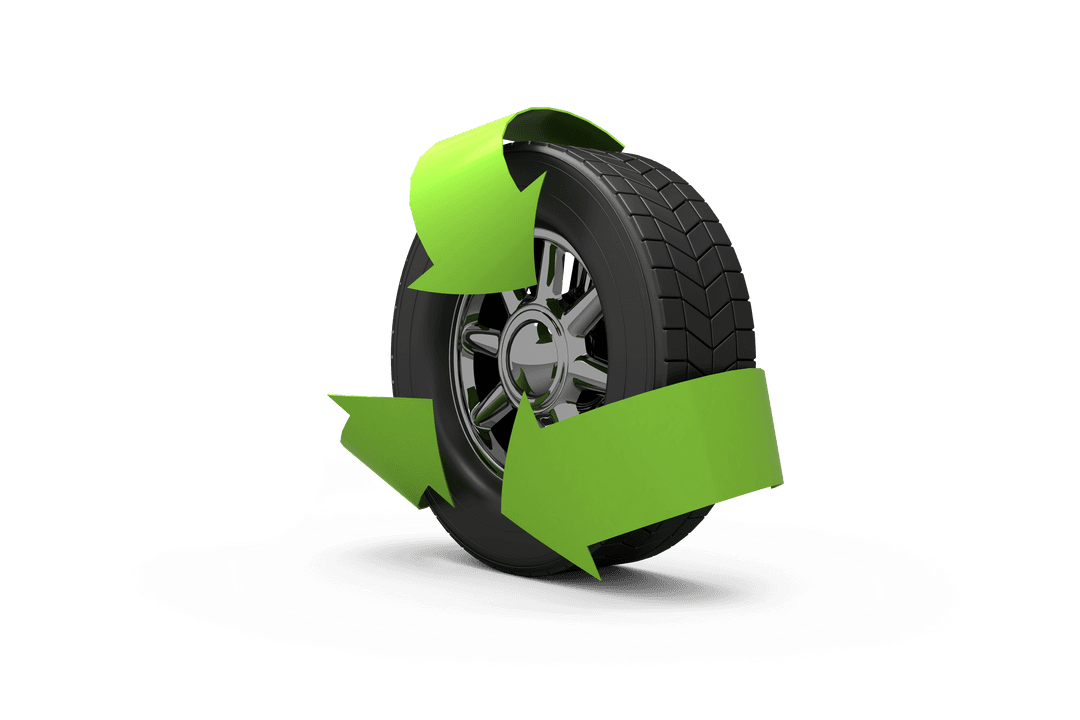 Transparent Eco Wheel with Green Recycle Arrows