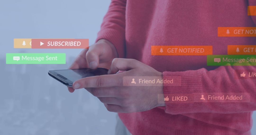 Man Engaging with Social Media on Smartphone