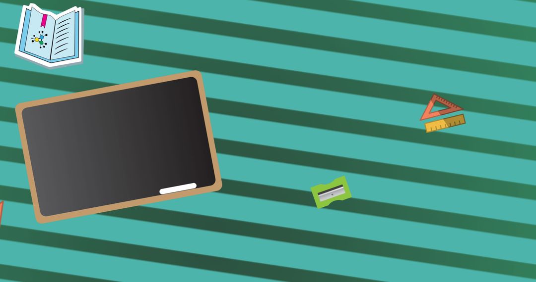 Digital Design with School Supplies Icons on Green Background