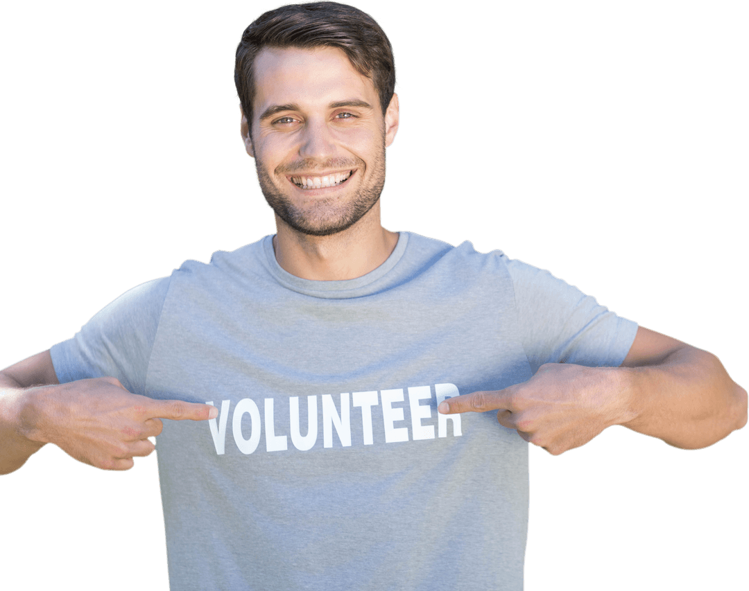 Happy Volunteer Smiling in Park, Transparent Background
