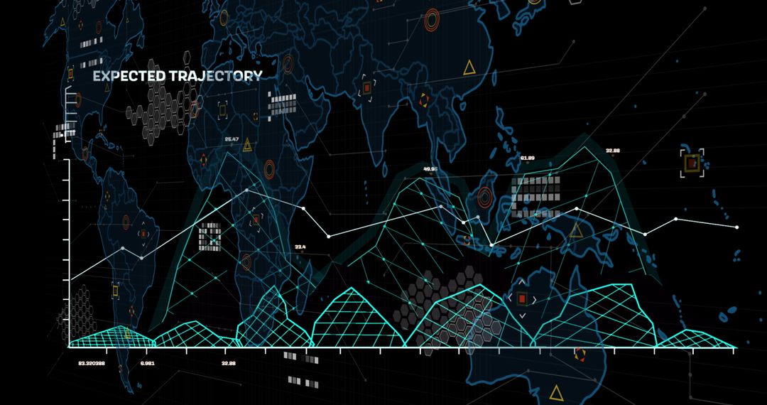 Financial Data Analysis Over Digital World Map