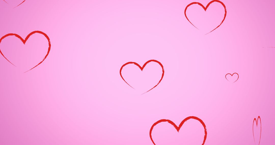 Falling Sketch Hearts on Pink Festive Background