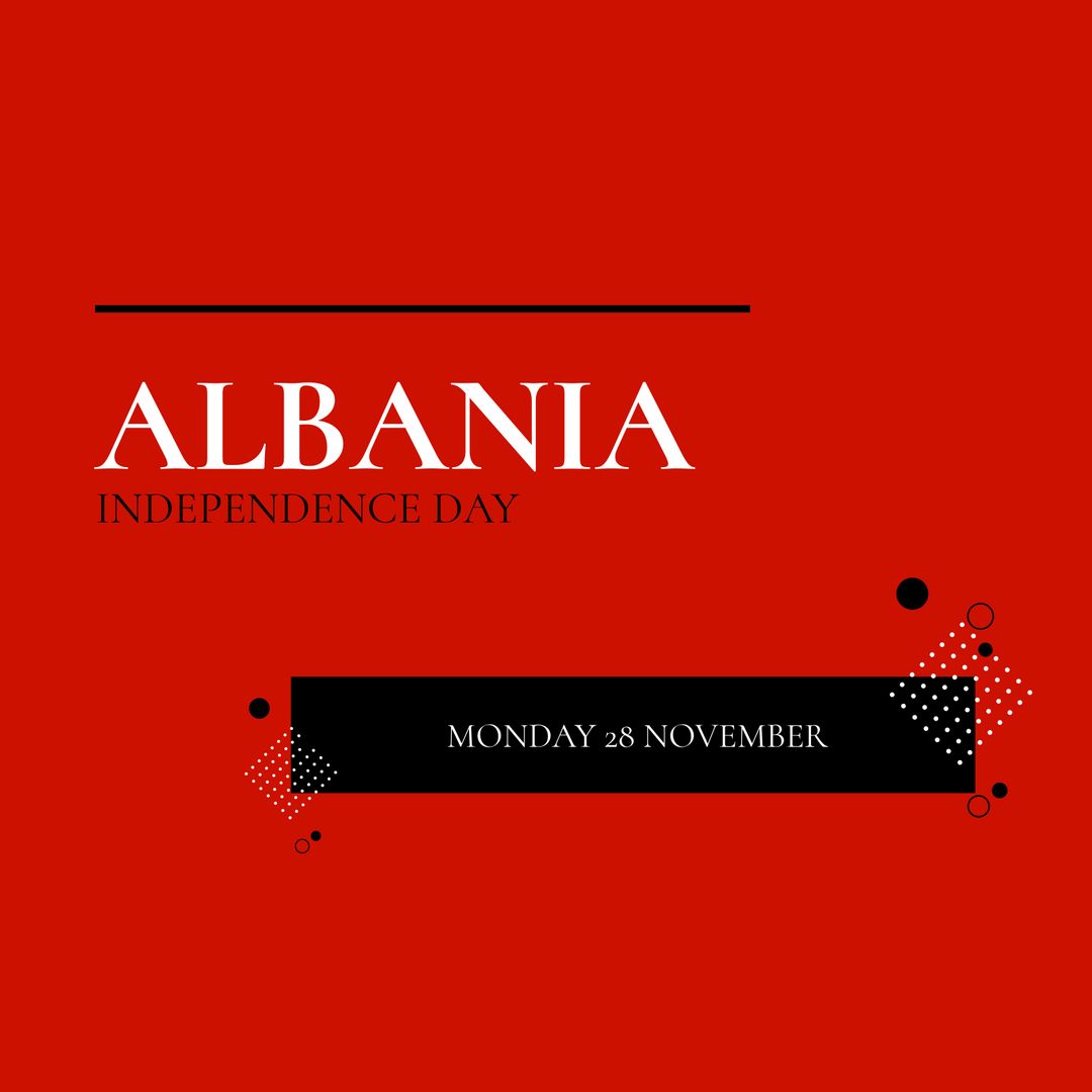 Composition of albania independence day and monday 28 november texts on red background - Download Free Stock Templates Pikwizard.com