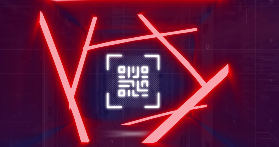 Glowing QR Code in High-Tech Digital Server Room