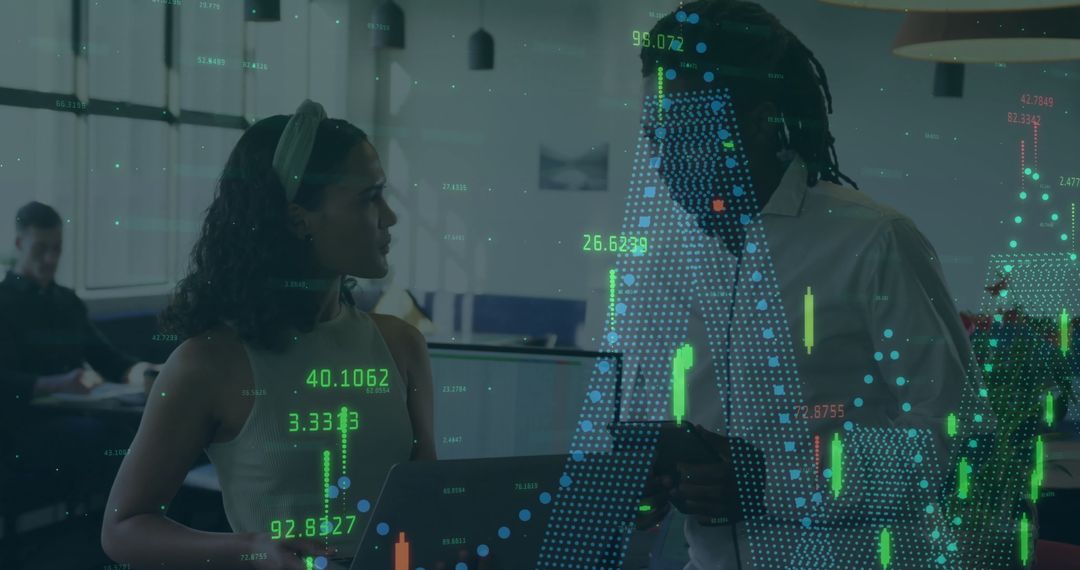 Colleagues in Office Discussing Digital Financial Analytics