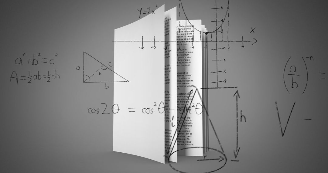 Mathematical Formulas Overlaying Open Book Creativity Education