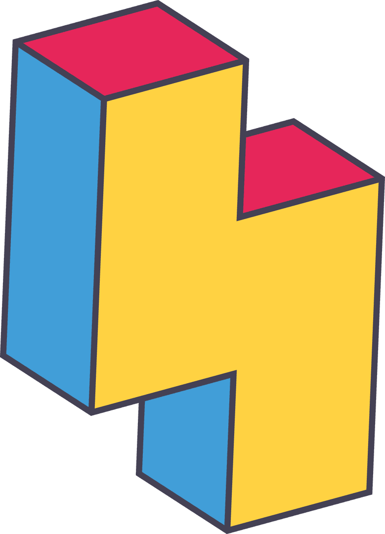 Colorful Geometric Shape Illustration on Transparent Background