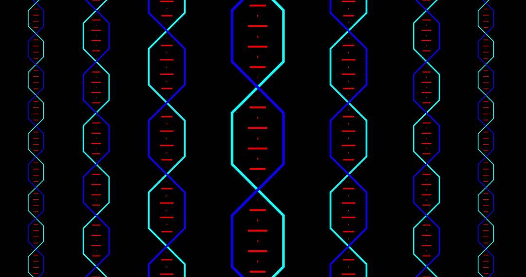 Colorful Rotating DNA Helix on Black Background