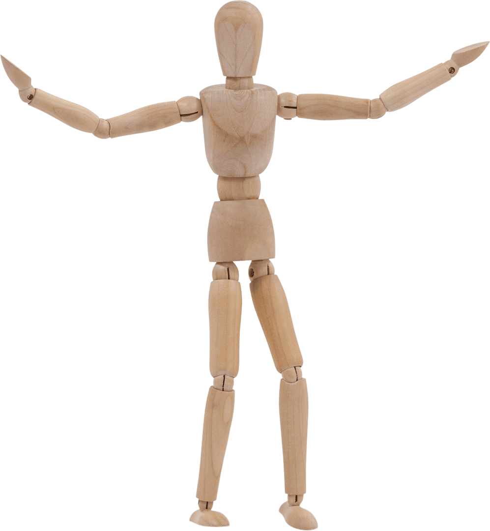 Transparent Wooden Figure with Arms Spread for Art Design