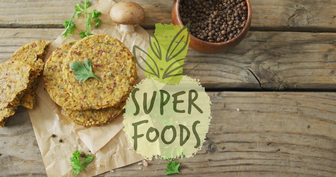 Healthy Superfoods Displayed on Rustic Wooden Table