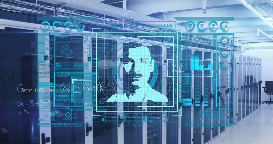 Digital Interface Overlay with Data Processing in Server Room