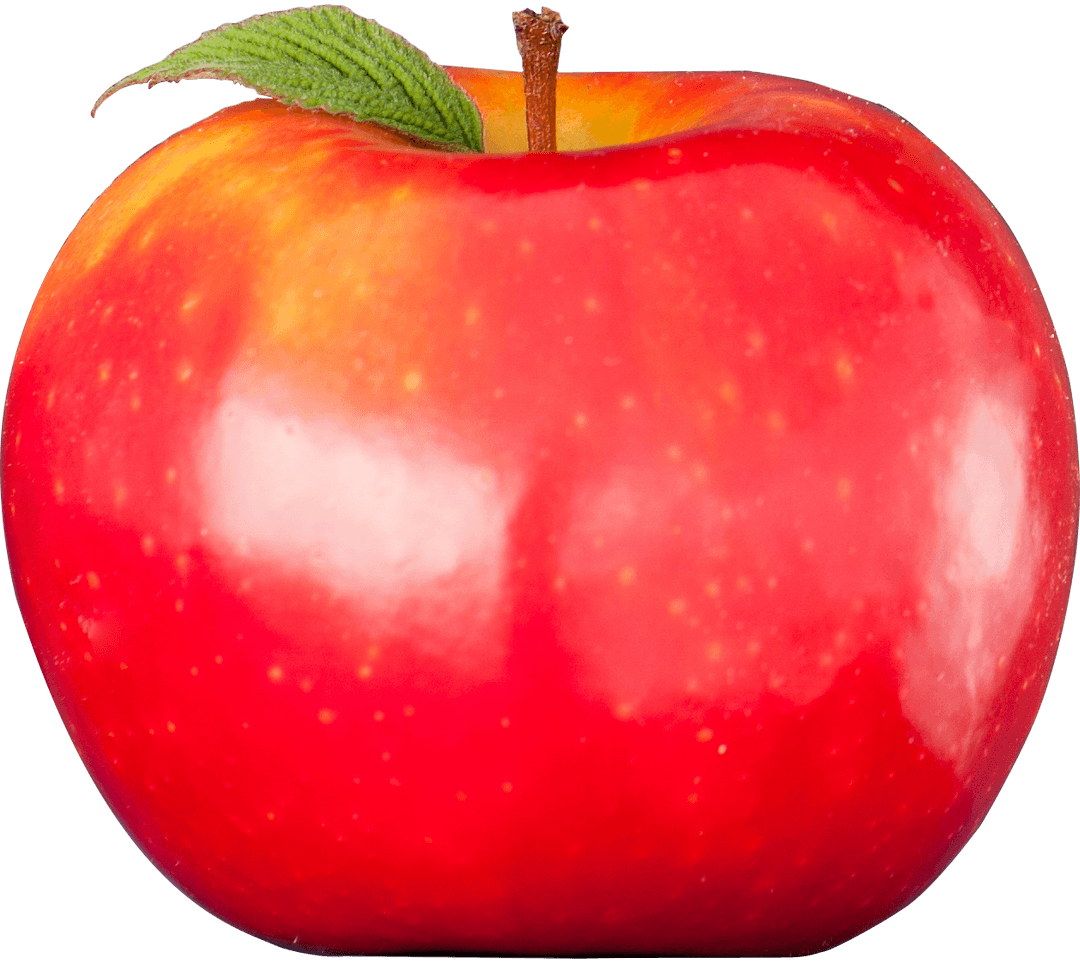 Vibrant Red Apple Illustration on Transparent Background