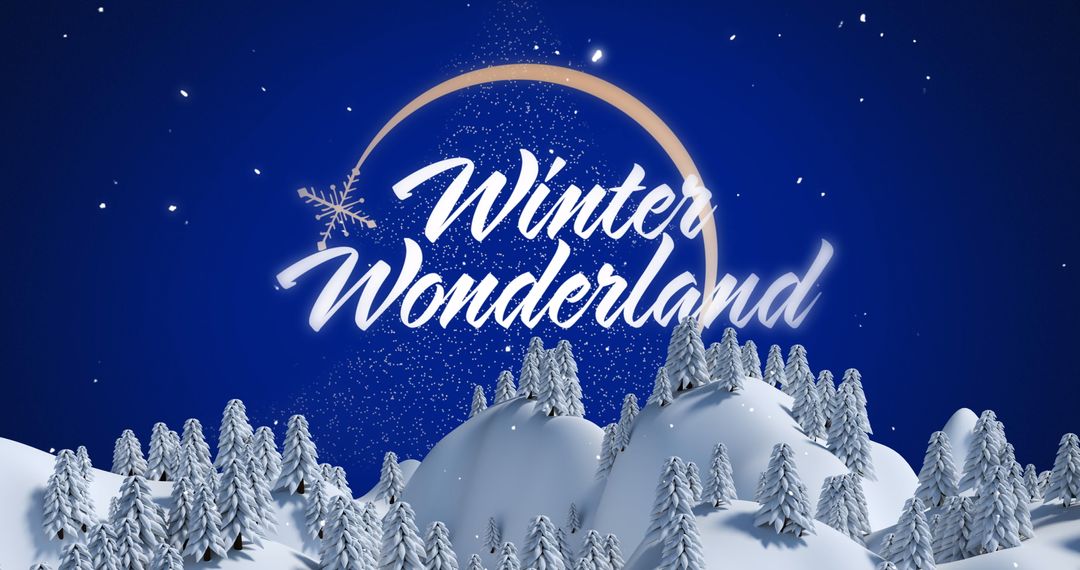 Digital Winter Wonderland Scene with Falling Snow