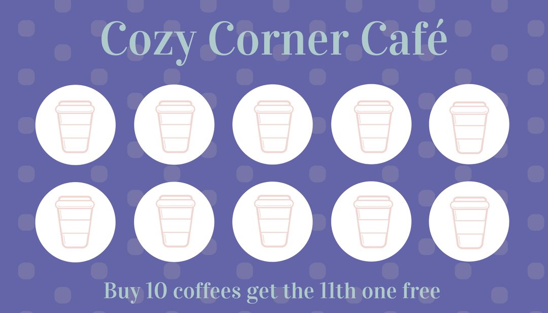 Coffee Loyalty Card for Cozy Corner Café with Free Offer - Download Free Stock Templates Pikwizard.com