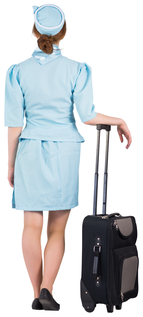 Transparent Background - Retro Air Hostess Leaning on Suitcase - Download Free Stock Images Pikwizard.com